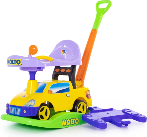 Children's ride-on and rocking car with push handle