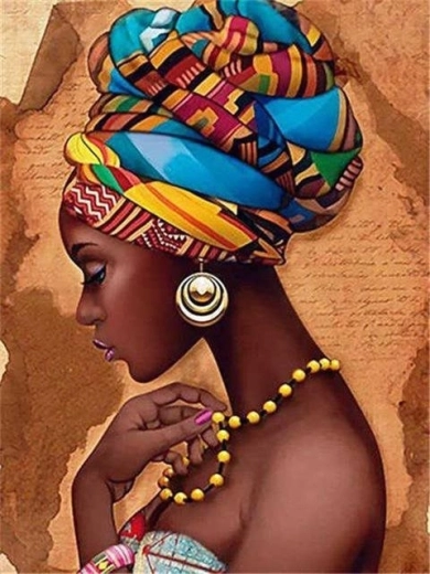 Norimpex deimantinė tapyba „Afrikietė su turbanu“ 30 × 40 cm