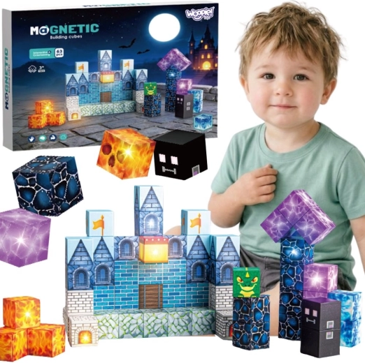 Woopie Magnetic Building Blocks Pixel Castle 64 pcs