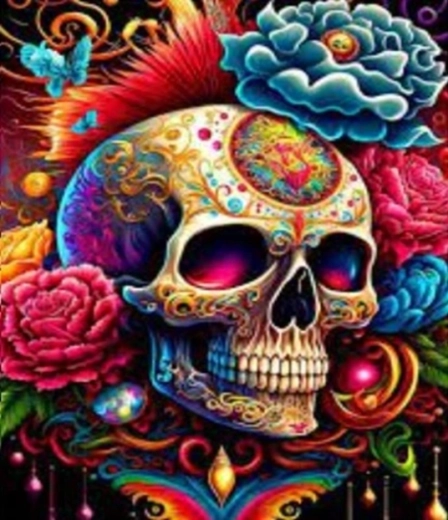 NORIMPEX Paint by Numbers Colorful Skull with Flowers 40 × 50 cm