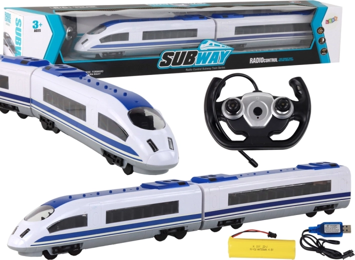 Lenktyninis RC traukinys su apšvietimu 65 cm – baltas