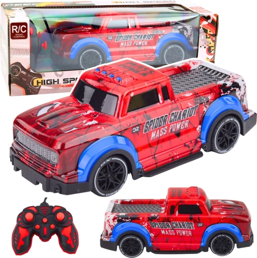 RC visureigis automobilis Spider su LED efektais, raudonas
