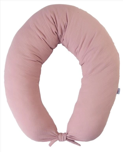 BabyMatex muslino nėščiųjų ir žindymo pagalvė Moon, 260 cm, sena rožinė