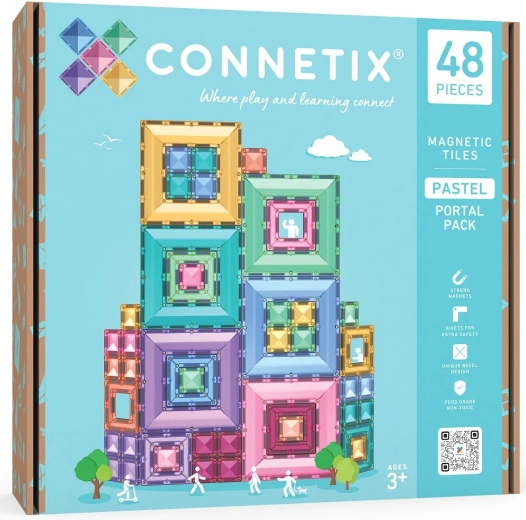 Connetix Pastel Portal Pack – kūrybinės magnetinės konstravimo kaladėlės, 48 dalių