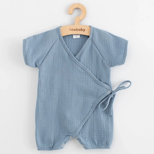 Lengvas vasarinis muslino kombinezonas kūdikiui New Baby, mėlynas, dydis 74 (6–9 mėn.)