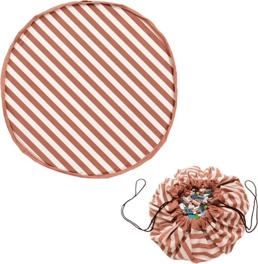 Play&Go Noomad original žaidimų kilimėlis ir žaislų maišas Stripes brown