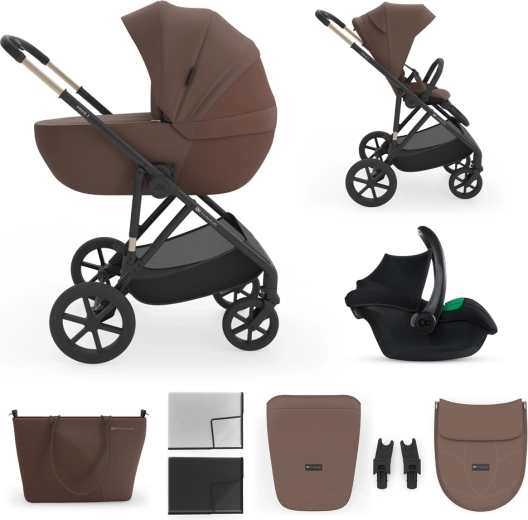 Kombinuotas vežimėlis 3in1 Kinderkraft Prime 3 velvet mocca