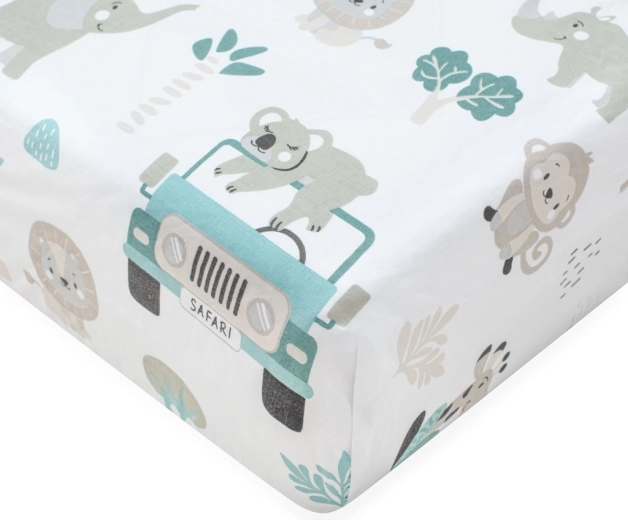 Medvilninė paklodė kūdikio lovytei NEW BABY Safari II 120 × 60 cm