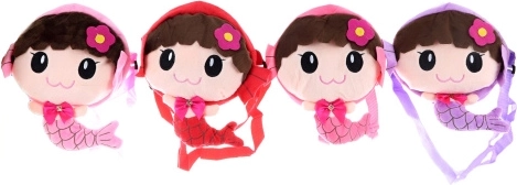 Plush mermaid-themed shoulder bag for kids