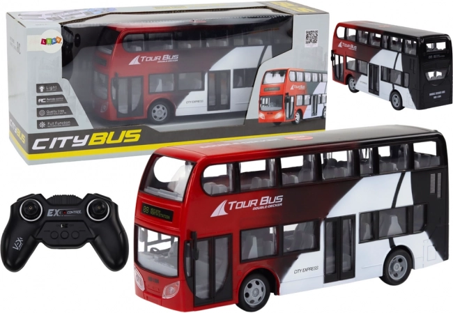 Nuotoliniu būdu valdomas dviaukštis autobusas su šviesomis RC