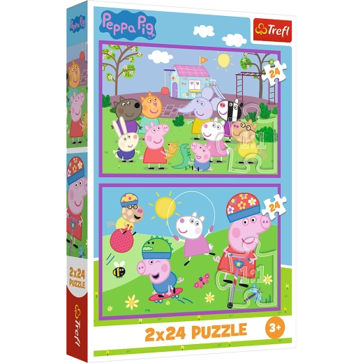 Dėlionė 2x24 Peppa žaidimų aikštelėje – Peppa Pig