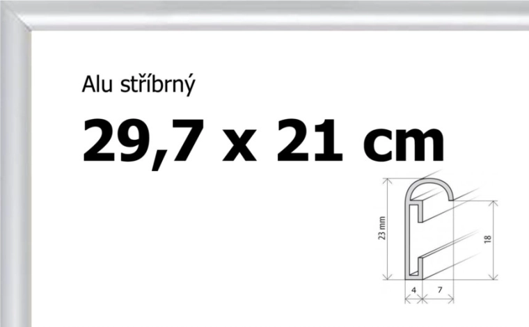 Sidabrinis aliuminio rėmelis A4 29,7x21 cm