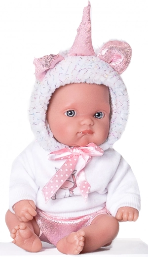 Realistic baby doll unicorn white 21 cm