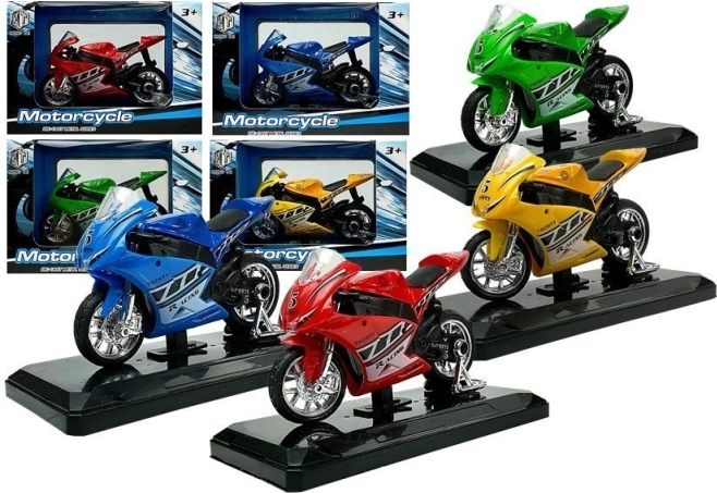 Sportinis motociklas su garsais 1:18 – metalinis modelis ant stovo