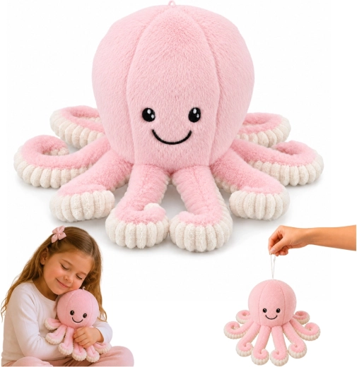 Plush octopus – pink plush toy with springy tentacles 30 cm