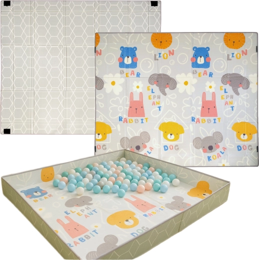 3in1: kilimėlis, aptvaras ir kamuoliukų baseinas