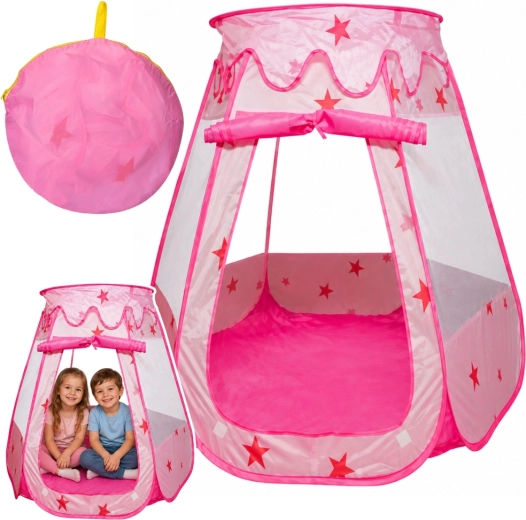 Children’s pop-up play tent house with stars, pink - 1 piece