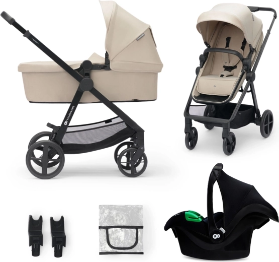 Kombinuotas vežimėlis 3in1 Kinderkraft NEWLY su automobiline kėdute MINK PRO i-Size – Smėlio smėžinė