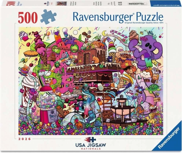 Ravensburger dėlionė USA Jigsaw Nationals: Saldus žaidimų aikštynas (500 dalių)