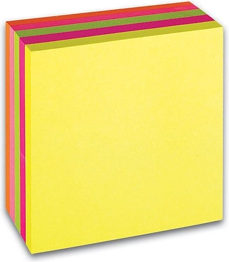 Savaime lipnūs lapeliai CONCORDE 76 × 76 mm, neoniniai, kubas, 5 spalvos (5 × 80 lapelių)