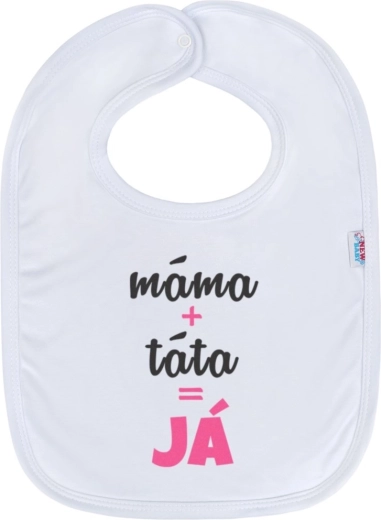 Vaikiškas seilinukas NEW BABY mama + tėtis = aš – rožinis