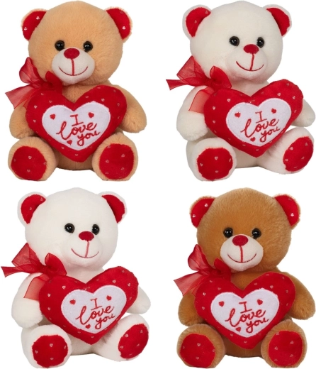 Pliušinis Valentino meškiukas su širdele „I love you“ 15 cm
