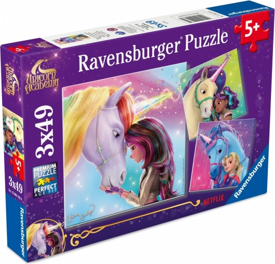 Dėlionė 3×49 dalių RAVENSBURGER – UNICORN ACADEMY (Vienaragių akademija)