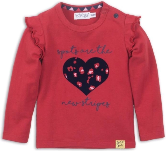 Dirkje girls’ long-sleeve T-shirt with a red heart