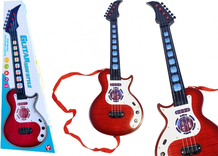 Elektrinė gitara vaikams su melodijomis ir šviesos efektais, raudona