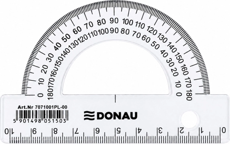 DONAU transparent school protractor 180° 10 cm - 1 piece