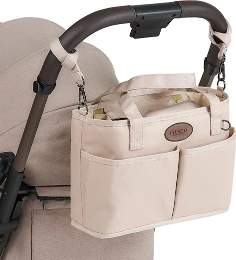 Clear organizer right on the stroller handle