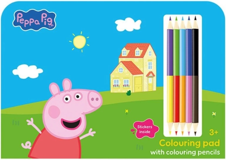 Piešimo rinkinys su spalvotais pieštukais Kiaulytė Peppa