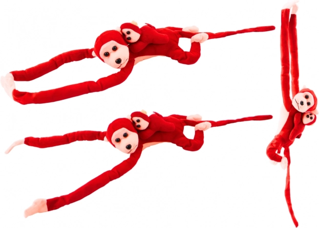 Plush Monkey with Baby Red 90 cm