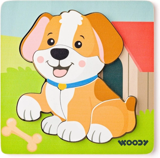 Woody Baby wooden insert puzzle dog on a board (5 pieces) - 1 piece