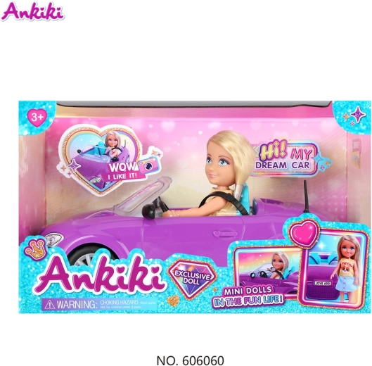 Lėlė „Ankiki“ su violetiniu kabrioletu ir priedais