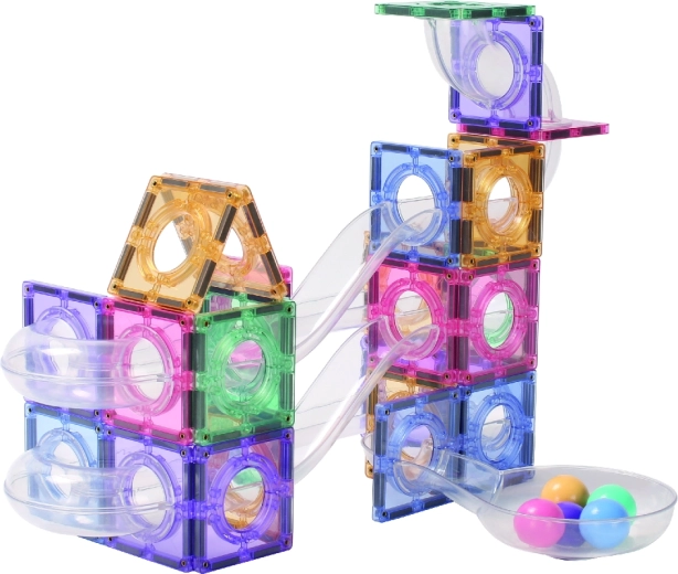 Cleverclixx Creative Magnetic Marble Run Pastel 70 Pieces