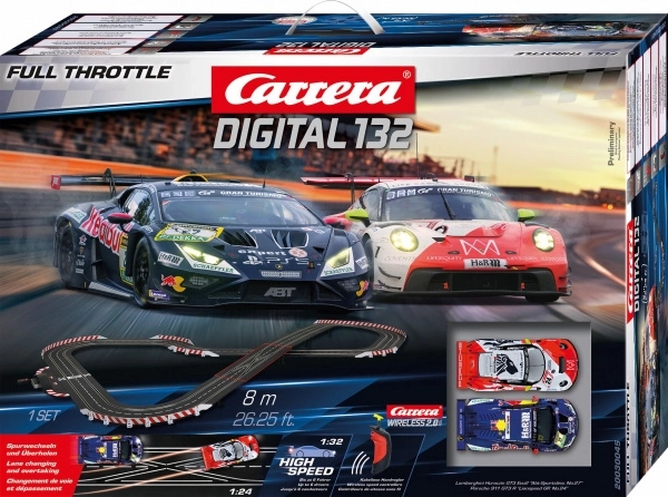 Carrera Digital 132 Full Throttle Slot Car Set 8 m