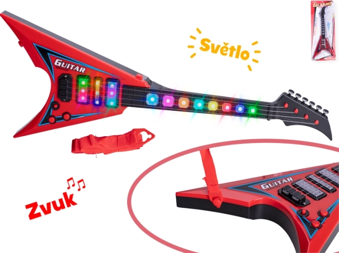 vaikiška elektrinė gitara 58 cm su šviesomis ir garsais