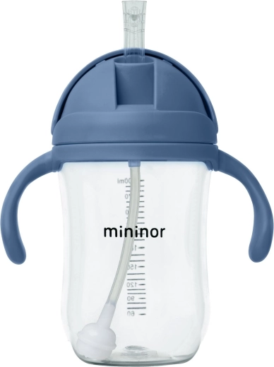 Mininor tritan straw bottle 330 ml blue whale