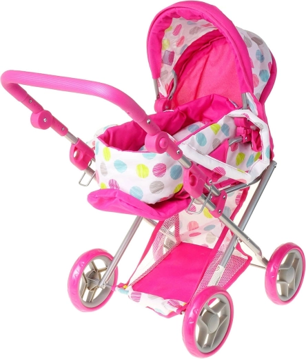 ADAR 2-in-1 doll stroller, pink-white with polka dots - 1 piece