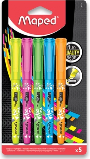 Teksto žymekliai MAPED Fluo Peps, 5 spalvų rinkinys