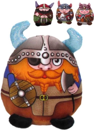 Pliušinis vikingų berniukas 13 cm su blizgančiais ragais – 1 vnt.