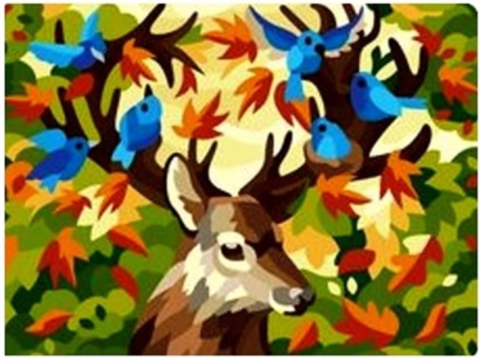 NORIMPEX Paint by Numbers Deer with Birds 40 × 50 cm