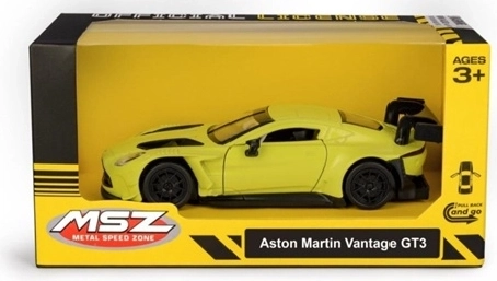 MSZ Aston Martin Vantage modelis su šviesos ir garso efektais, geltonas