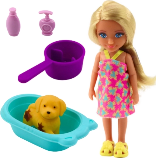 Woopie Royal doll with puppy, tub and care set