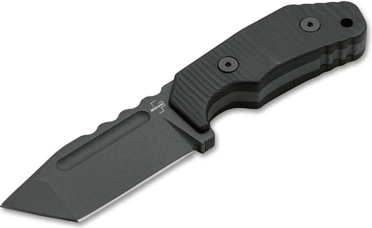Böker Plus Little Dvalin Tanto Black fixed knife 8 cm, black, G10, titanium, Kydex sheath