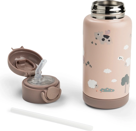 Done by Deer termogertuvė su šiaudeliu Tiny farm rožinė 340 ml