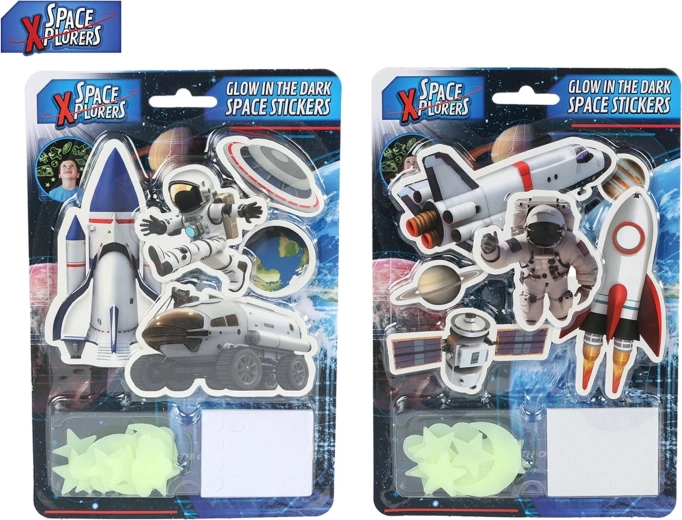 Šviečiantys kambario lipdukai Space Xplorers – kosminiai motyvai, 21 vnt.