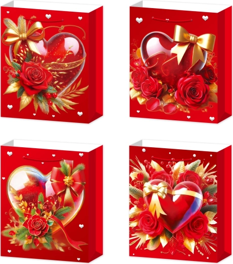 Gift Bag M with Heart and Bow Design