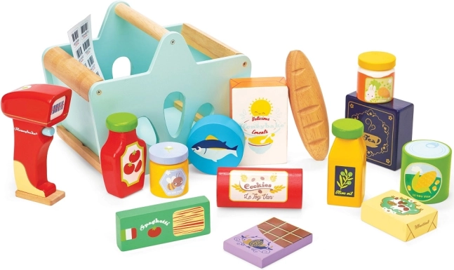 Le Toy Van medinis krepšelis su maisto produktais ir skeneriu